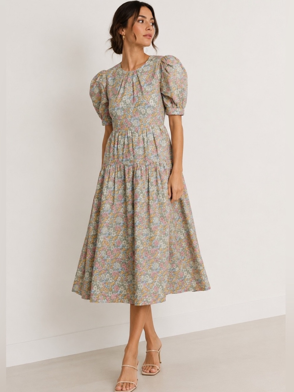 En Saison Blue Floral Print Midi Dress